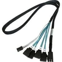 Adapterkabel 1x mSAS SFF-8643 > 4x SATA schwarz, 1 Meter, mit Sideband