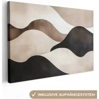 OneMillionCanvasses® Leinwandbild Wellen - Abstrakt - Beige, Fotodruck (1 St), Leinwand Bilder Klein, Wand Dekoration Aesthetic 30x20 cm