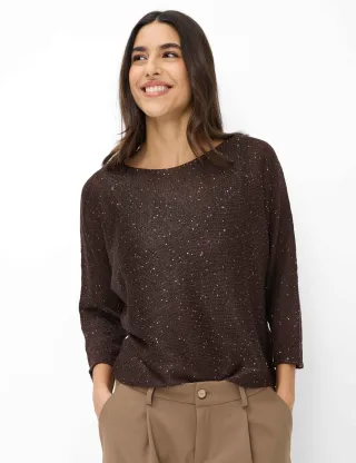 Brax Damen Pullover Style NALA dark ebony, dunkelbraun, Gr. 38