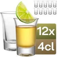Praknu Schnapsglas 12 Schnapsgläser aus Glas 4cl - Spülmaschinenfest - Standfest dank, 12-tlg., Glas, Spülmaschinenfest - Standfest dank dickem Boden - Pinneken, Pinnchen