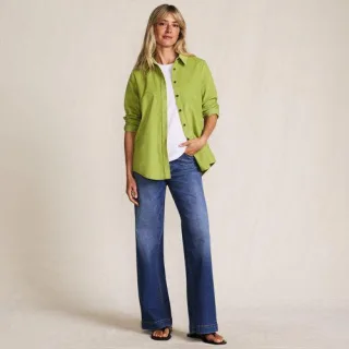 Feincord-Hemdbluse, Damen,  Grün, Baumwolle, by Lands' End