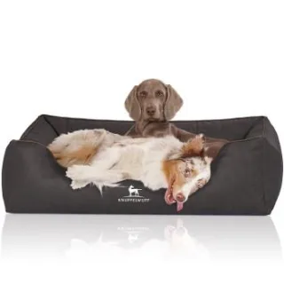 Knuffelwuff Orthopädisches Hundebett Rockland aus Kunstleder schwarz XXXL