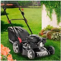 BRAST Benzinrasenmäher 3,5kW(4,76PS), TÜV geprüft, 4 Takt OHV Motor, Stahlgehäuse, 46 cm Schnittbreite, 3in1: Mähen, Mulchen und Sammeln