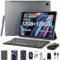 oyajia 11" Android 15 mit Tastatur, Stift, (12+128)GB, 8000mAh, Gemini AI Tablet (11", 128 GB, Android 15, 2G (GSM), 3G (WCDMA), 4G (LTE), 12 GB RAM (6 GB + 6 GB erweiterter RAM), Octa-Core,90 Hz,16MP,5G WIFI)