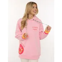 Zwillingsherz Hoodie "Always Happy" Smiley aus Frottee, Neon-Details, Kapuze, Langarm
