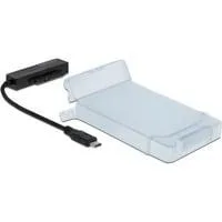 USB 3.2 Gen 1 Konverter, USB-C Stecker > SATA Buchse schwarz, 15cm, mit 2,5" Schutzhülle