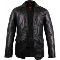 MDM Lederblazer Herren Leder Sakko Leder Blazer aus echtem Leder Leichte Sommer Lederjacke