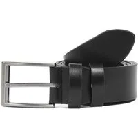 Celal Gültekin Ledergürtel Rechteckige Dornschließe für Jeans Echtes Leder, 4 cm breit, Schwarz