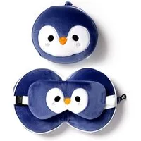 Puckator Reisekissen und Schlafmaske Pinguin, Plüsch, 1-tlg., Kopfkissen, ca. 14 x 27 x 6 cm (geöffnet)