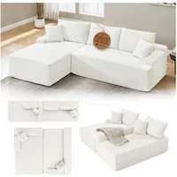 Juskys Ecksofa Coredo, Ecksofa, mit Rücken- & Dekokissen, Cordbezug, Modular platzierbar