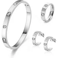 ROUGEMONT Schmuckset Damen Gold Schmuckset Armreif Ohrringe und Ring, Wasserfest