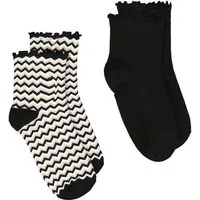 Ulla Popken Kuschelsocken Strümpfe 2er-Pack Rüschenkante Zacken/uni