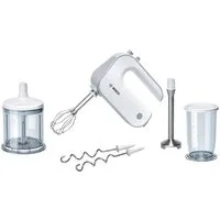 BOSCH Handmixer Styline MFQ4080, Edelst. Rührbesen/Knethaken, Mixfuß, 5 Stufen, weiß, 500 W, Zerkleinerer, Turbotaste, leichtes Gehäuse, Made in Europe