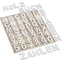 relaxdays Deko-Buchstaben Holzbuchstaben & -zahlen Set 144-teilig