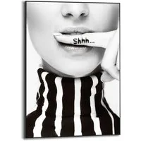 Reinders! Poster Ssshhh!, Home Office - Frau - Stille - Schwarz-Weiß - MDF - Menschen - 50x70 cm