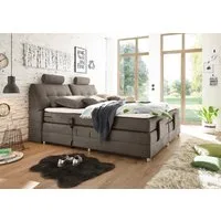 ED EXCITING DESIGN Boxspringbett Palermo, inkl. Motor, Topper, Kopfstütze und Stauraum im Kopfteil