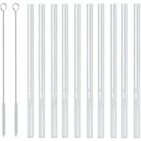 EAZY CASE Trinkhalme 10x Glas Strohhalme für Cocktails Lang, (10er Set), Glastrinkhalme für Long Drinks Strohhalme aus Glas Transparent Lang