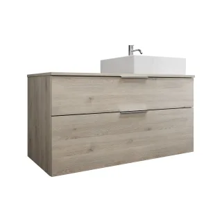 Burgbad Keramik Waschtisch-Set Eqio Eiche Dekor Flanelle/Alpinweiss, SGUQ120RF2632C0001 SGUQ120RF2632C0001