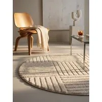 KADIMA DESIGN Teppich RIGI Hoch-Tief 3D-Effekt Waschbar Strapazierfähig, Rund, Höhe: 10 mm, Creme, 80x80 cm, Wohnzimmerteppich Strapazierfähig Waschbar
