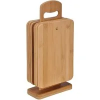 Spetebo Frühstücksbrett Bambus Frühstücks Brettchen mit Ständer, Holz, (Komplettset, 7-St., 6x Brettchen & 1x Ständer), Bambus, Natur