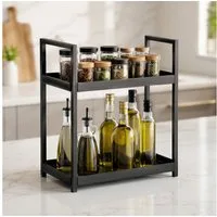 BlingBin Küchenregal 2 Etagen Gewürzregal Stehend, Badezimmer Organizer, 30x17x30cm, 1er Set 1-tlg., Schreibtisch Organizer Regal Für Schlafzimmer Badezimmer Küche Büro