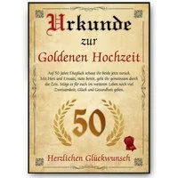 Tigerlino Poster Urkunde zum 50. Hochzeitstag Geschenk 50. Jahrestag Karte Ehepaar, Goldene Hochzeit