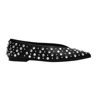 Steve Madden - "Venecia" Neuheit Pumps für Damen, Leder, Mandel Zeh, Flach (Schwarz)
