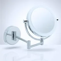 Libaro Kosmetikspiegel mit Beleuchtung MODENA LED Schminkspiegel 5-fach 10-fach Vergrößerung, Wandmontage, Vergrößerungsspiegel 2-seitig, dimmbar, Batterie oder USB