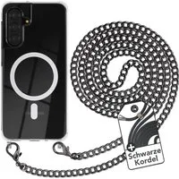 EAZY CASE Handykette Metall mit MagSafe Hülle für Samsung Galaxy A17 6,7 Zoll, Handykordel Metall Kette zum Umhängen Magsafe Schutzhülle Anthrazit