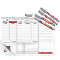 TOBJA Magnettafel Wochenplaner A4 Magnetfolie +4 Stifte wiederbeschreibbar, Abwischbarer Organizer inklusive 4 Markenstifte DIN A4