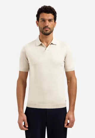 No Excess - Pullover Short Sleeve V-Polo Melange desert - Gr. - L