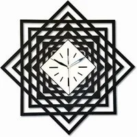 ORNAMENTI Wanduhr Grosse, moderne, geometrisch, holz, hingucker Wanduhr, weiss-schwarz (ohne Ticken, Wanddeko, Holzdeko, 3 Größen 40, 50, 60 cm)