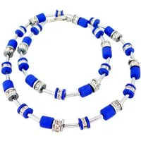 traumschmuck Kette ohne Anhänger 611 Halskette Collier Walzen Rondelle blau Strass Kristalle (Geschenk, Muttertag, Weihnachten, Geburtstag, Valentinstag, incl. Schmuckbox), handgefertigt, Made in Germany