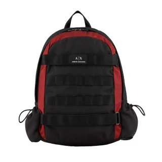 Armani Exchange - Rucksack, Nylon (Schwarz/Rot)