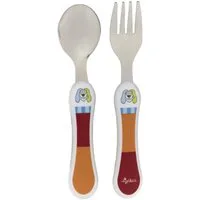 Sigikid Kinderbesteck 2 tlg. Besteck-Set: Löffel und Gabel (2-tlg), 1 Personen, Kopf: 100% rostfreier Edelstahl, Griff: 100% ABS