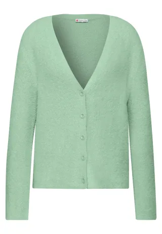 Street One - Kuscheliger V-Neck Cardigan serene green - Gr. - 40