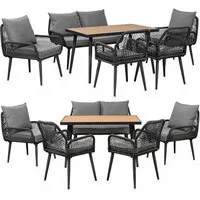 Swing&Harmonie Gartenlounge-Set für 4-6 Personen mit Tisch, Sofa, Stühle, Esstisch, (wetterfest, WPC-Tischplatte, Seilgeflecht Lounge, inkl. Kissen Sienna Garten Sitzgruppe), Outdoor Essgruppe