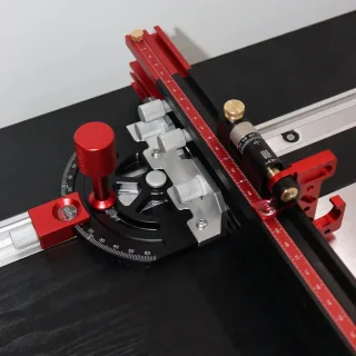 ENJOYWOOD Table Saw Router Table Miter Gauge with Extendable Fence, Adjustable Angles, and Micro-Adjustable Flip Stop fo