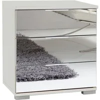 Wimex Nachtkonsole Easy Plus (3 Schubladen mit Metallauszug, mit Spiegel, 1 St., moderne Optik, alufarbene Kantengriffe aus Metall, Füße in alufarben), 52x38x58cm weiß Spiegel