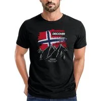 Neverless Print-Shirt Herren T-Shirt Norwegen Flagge Berge Discover Printshirt Outdoor mit Print