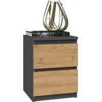 Home Collective Nachttisch Nachtschrank mit 2 Schubladen Beistelltisch klein schmal 30x30x40 cm, Holzwerkstoff Anthrazit Artisan