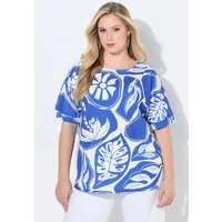 Ulla Popken T-Shirt T-Shirt Blätter Oversized Rundhals Halbarm