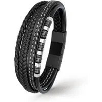 UNIQAL.de Lederarmband Lederarmband Herren "BRICS" geflochten brown black elegant Rindsleder (Edelstahl, Echtleder, Casual Style, handgefertigt)