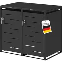 STEELSØN Mülltonnenbox Diorus 120L, abschließbar (Graphitschwarz, verfügbar mit 1, 2, 3, 4, oder 5 Türen), aus verzinktem Stahl