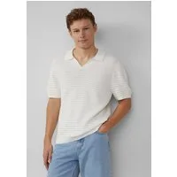 QS Kurzarmshirt Polo-Shirt Strickpolo mit offenem Kragen und Struktur