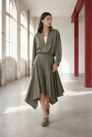Jane Lushka - Dina viscose double blouse green - Gr. - S