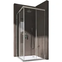 doporro Eckdusche Duschkabine Schiebetür 90x90 6mm ESG mit Nano H:190cm R16, BxT: 75x75 cm, Einscheibensicherheitsglas, ebenerdiger Einbau möglich