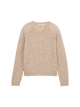 Denim Tom Tailor - Cardigan mit Rundhalsausschnitt intense beige melange - Gr. - XL