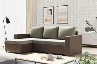Ecksofa Sofa MERLE mit Schlaffunktion in div. Farbvarianten Ottomane Links