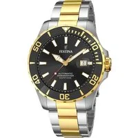 Festina Automatikuhr Festina Herrenuhr Automatik, (Analoguhr), Herren Armbanduhr rund, Edelstahlarmband silber, gold, Elegant
